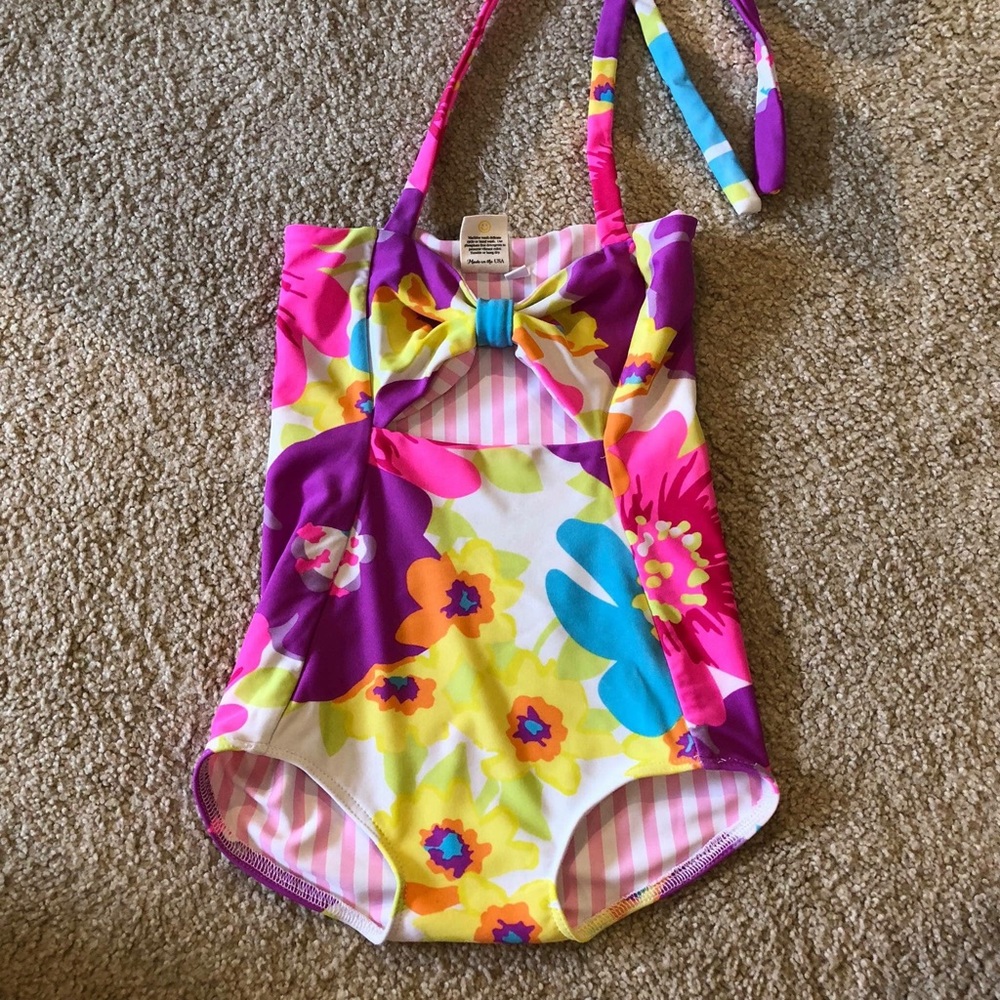 Girls one piece cut out swimsuit